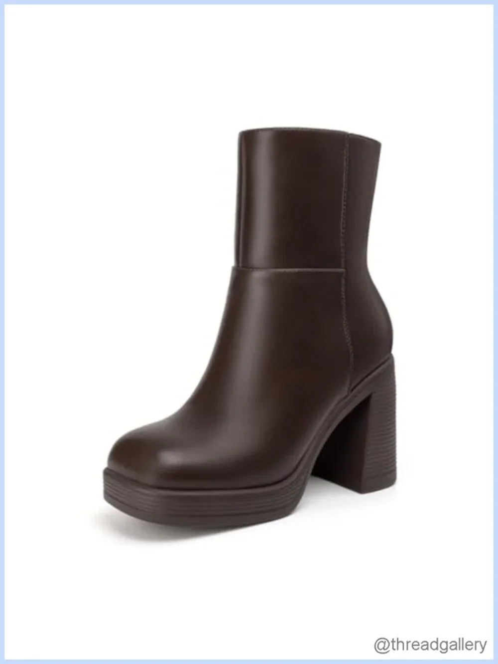Platform Ankle Boots Chunky Block Heel Square Toe Fashion Dress Heeled Booties